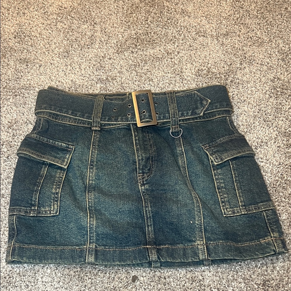 SO Dark Blue Denim Mini Skirt with Cargo Pockets